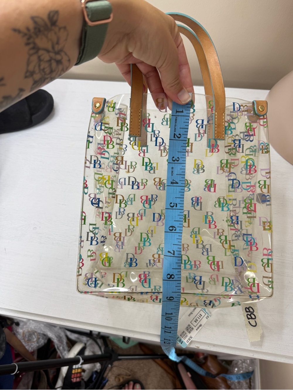 DOONEY & BOURKE Y2K VINTAGE DESIGNER COLORFUL LOGO CLEAR TOTE SUMMER BAG - Picture 11 of 11